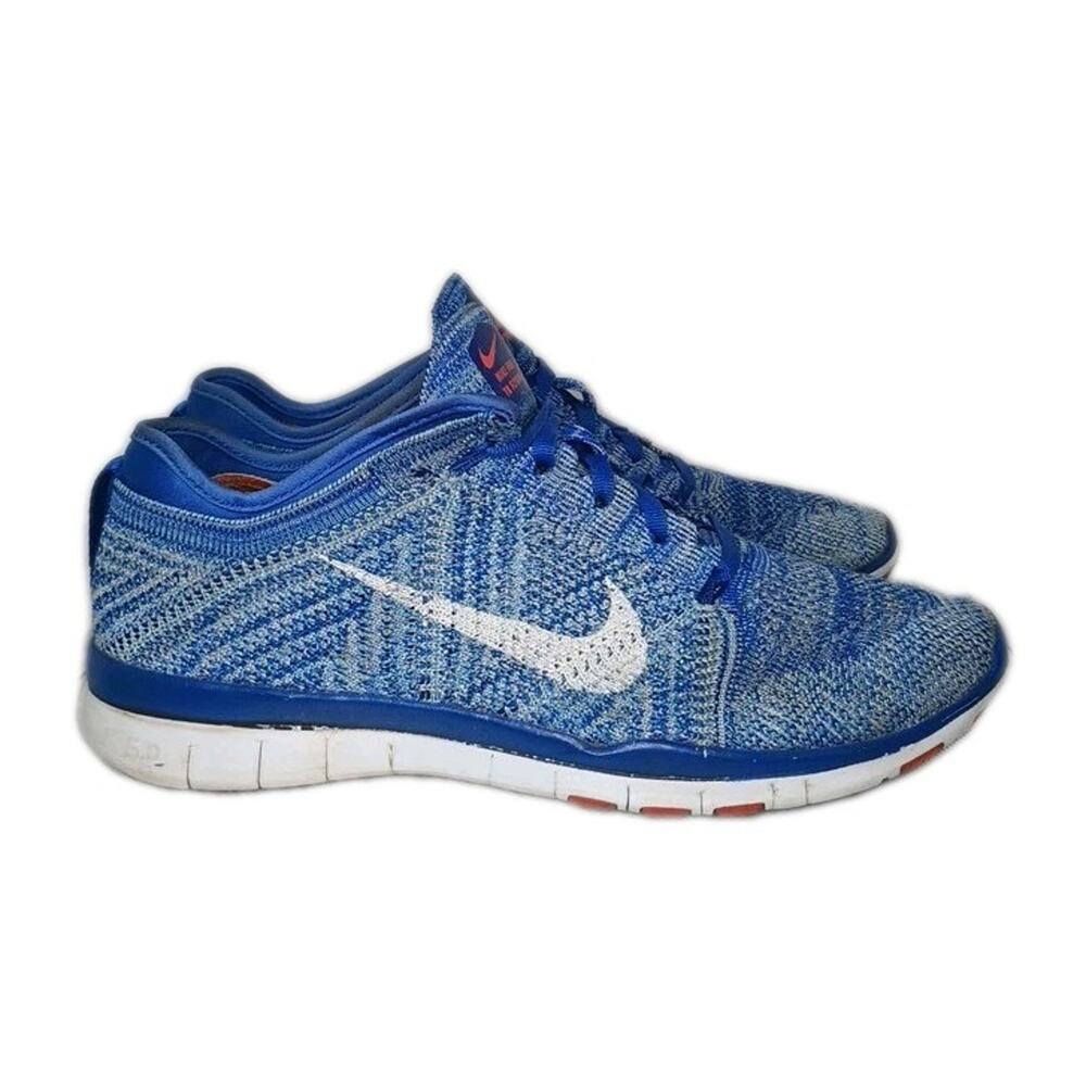 Nike Free TR Flyknit Womens Training Running Shoe Size 7.5 Cross Train Blue Knit